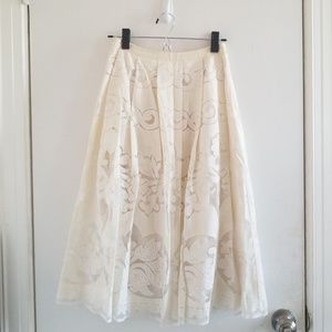 Cream Lace Midi Skirt